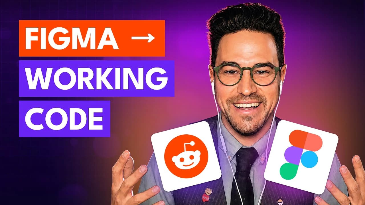 The How I AI episode on Reddit Proto: the episode's guest grinning between the Reddit and Figma logos, beside the words 'Figma → working code'.
